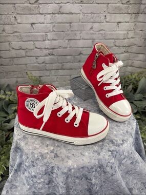 REN BEN - Red Canvas Classic Mid-High Fashion Sneakers - Boys 13M ❤️ EUC